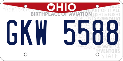 OH license plate GKW5588