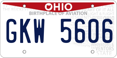 OH license plate GKW5606