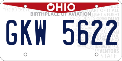 OH license plate GKW5622