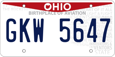 OH license plate GKW5647