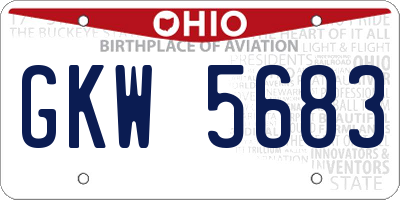 OH license plate GKW5683