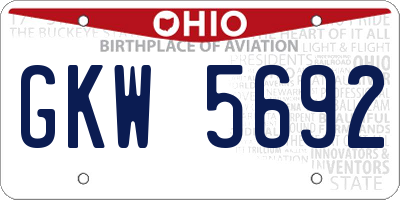 OH license plate GKW5692