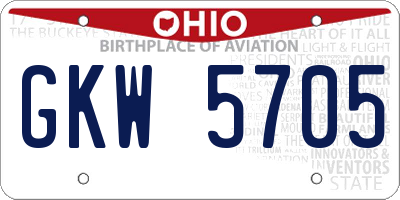 OH license plate GKW5705
