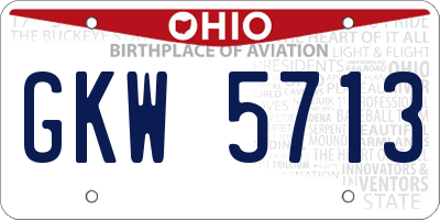 OH license plate GKW5713