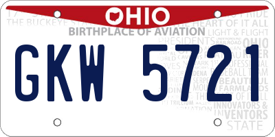 OH license plate GKW5721