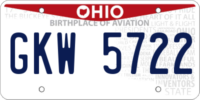 OH license plate GKW5722