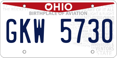 OH license plate GKW5730
