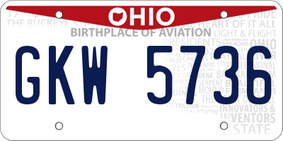 OH license plate GKW5736