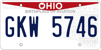 OH license plate GKW5746