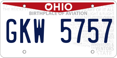 OH license plate GKW5757