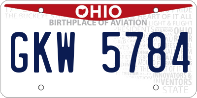 OH license plate GKW5784