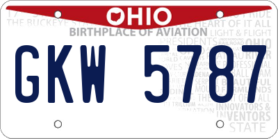 OH license plate GKW5787