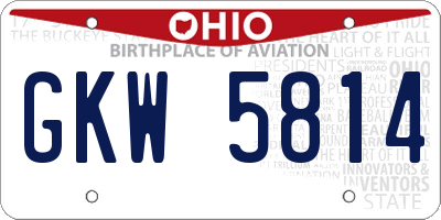 OH license plate GKW5814