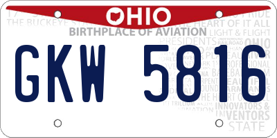 OH license plate GKW5816