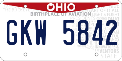 OH license plate GKW5842