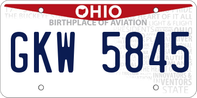 OH license plate GKW5845