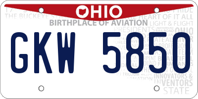 OH license plate GKW5850