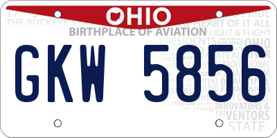 OH license plate GKW5856