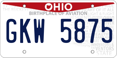 OH license plate GKW5875