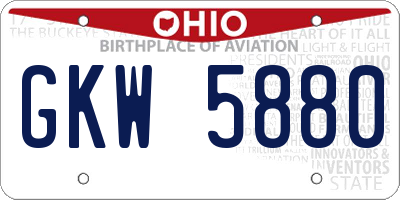 OH license plate GKW5880