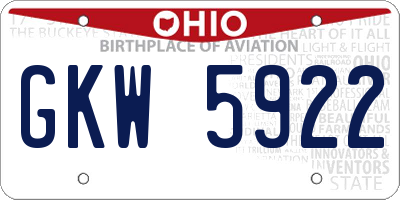 OH license plate GKW5922