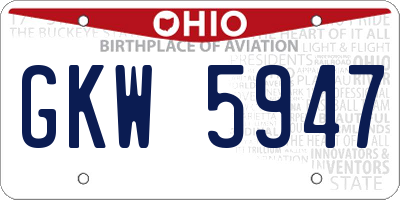 OH license plate GKW5947