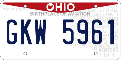 OH license plate GKW5961