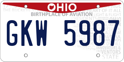 OH license plate GKW5987