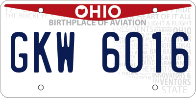OH license plate GKW6016