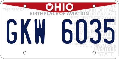 OH license plate GKW6035