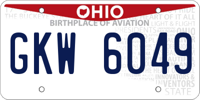 OH license plate GKW6049