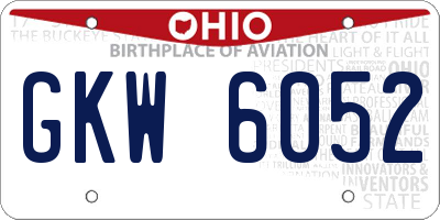OH license plate GKW6052