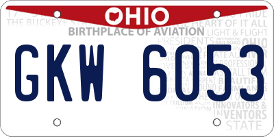 OH license plate GKW6053