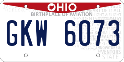 OH license plate GKW6073