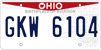 OH license plate GKW6104