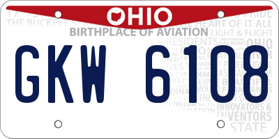 OH license plate GKW6108