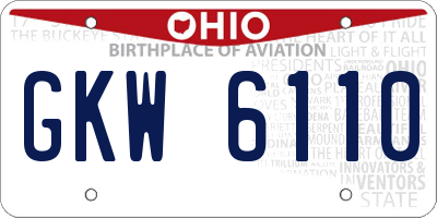 OH license plate GKW6110
