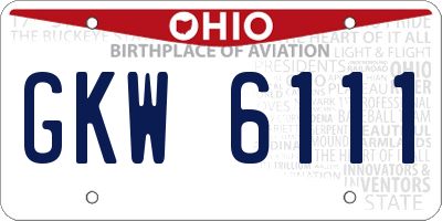 OH license plate GKW6111