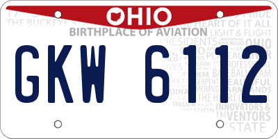 OH license plate GKW6112