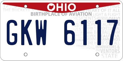 OH license plate GKW6117