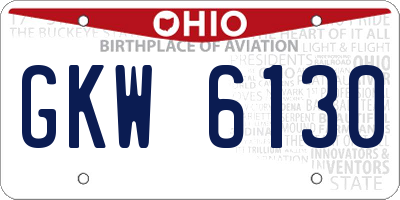 OH license plate GKW6130