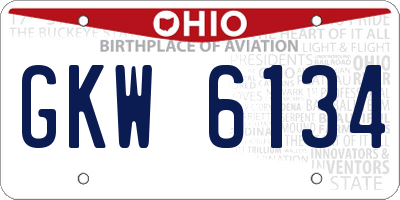 OH license plate GKW6134