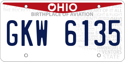 OH license plate GKW6135