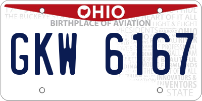OH license plate GKW6167