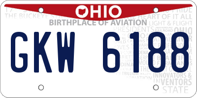 OH license plate GKW6188