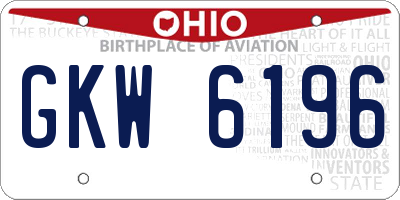 OH license plate GKW6196
