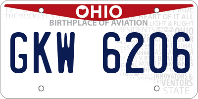 OH license plate GKW6206