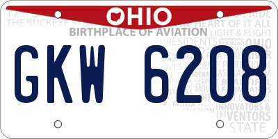 OH license plate GKW6208