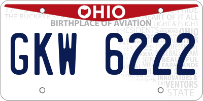 OH license plate GKW6222