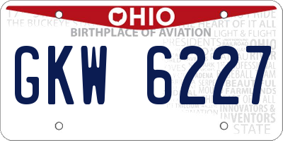 OH license plate GKW6227